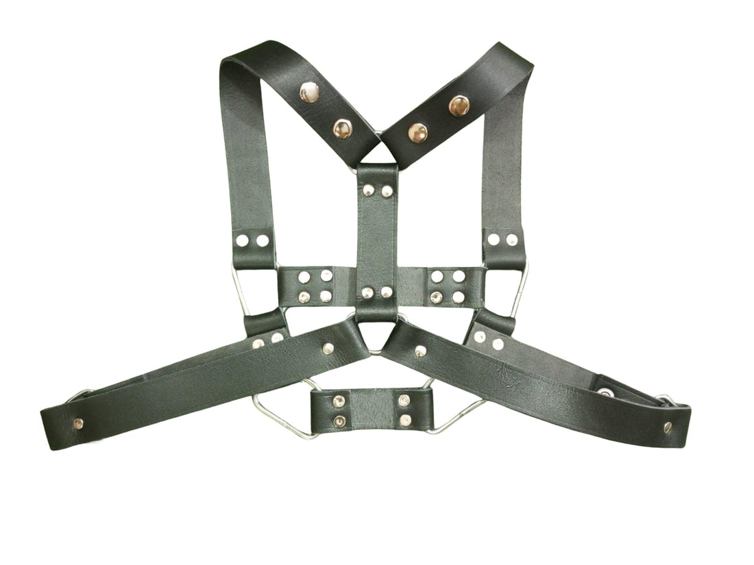 Front image of model wearing BDSM Chest Harness