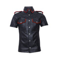 Genuine Leather Men's Black Short Sleeve Shirt, Short Sleeve Shirt, Men's Black Short Sleeve Shirt, Men's Black Leather Shirt, 
