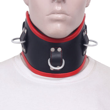 Premium Leather Bondage Posture Collar with 3-D Rings