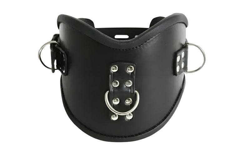 leather bdsm collar, leather bondage collar, leather slave collar, leather neck restraint, leather posture collar, posture collar bondage, bdsm posture collar