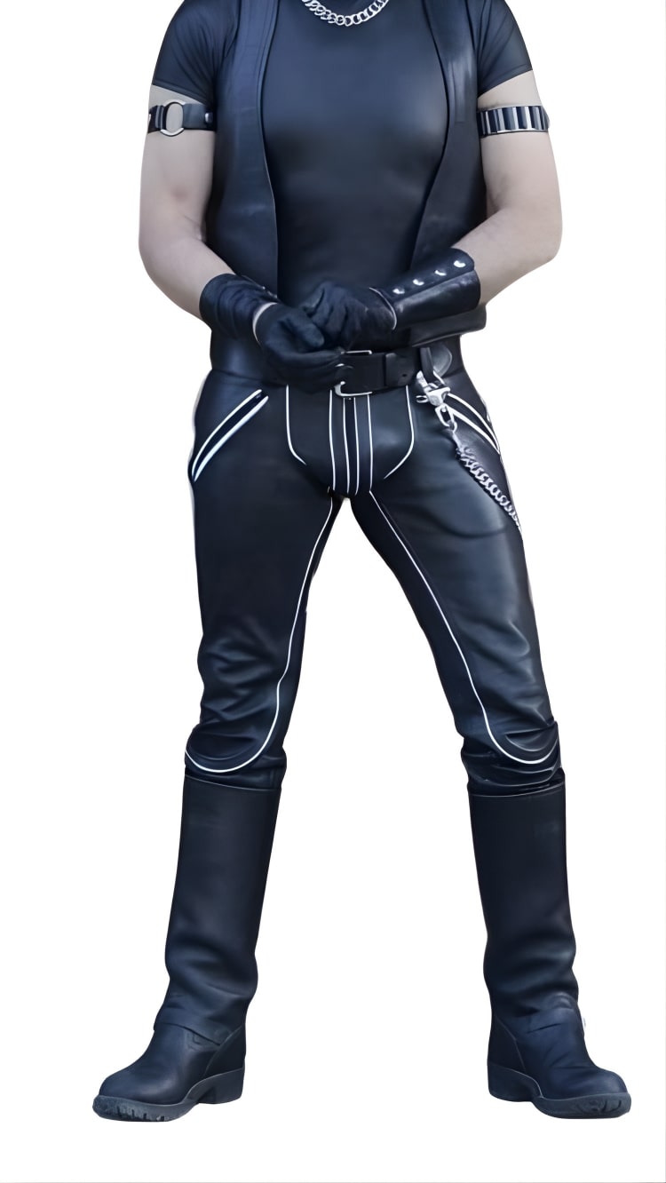 leather pants, leather BDSM pants, leather bondage pants, gay leather pants, leather pants mens, leather motorcycle pants