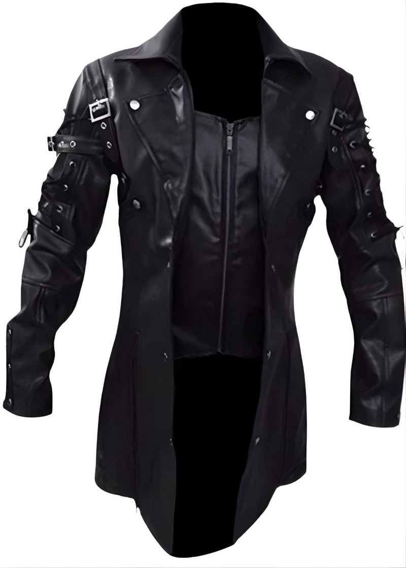 leather coat, leather long coat, leahter trench coat, leather overcoat