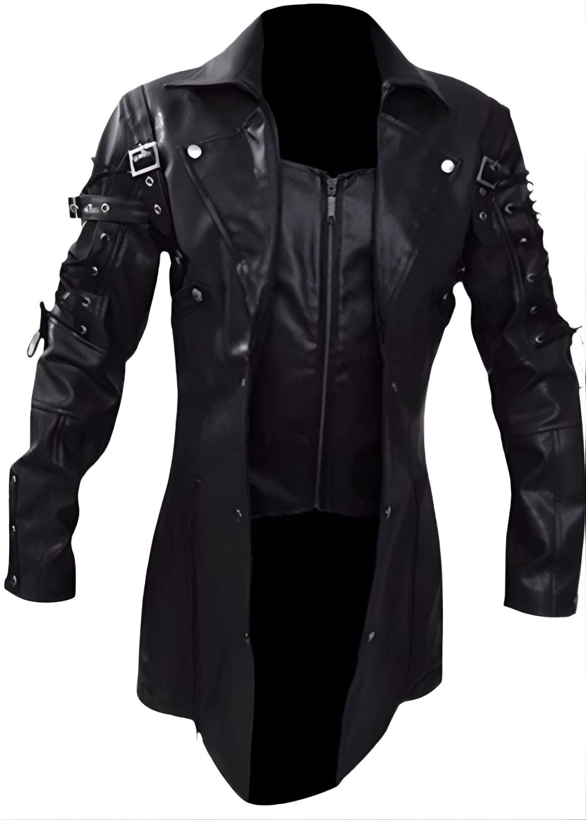 Premium Leather Long Trench Coat