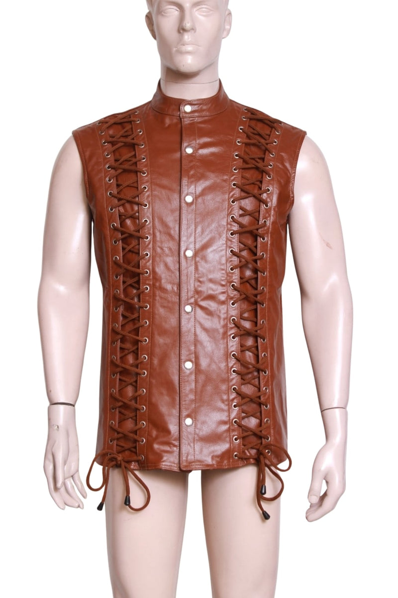 leather vest, gay leather vest, leather vest bdsm, bondage leather vest,