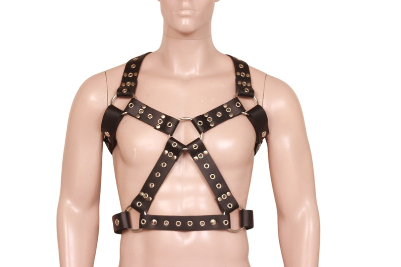 Front image of model wearing Gay Mens Harness