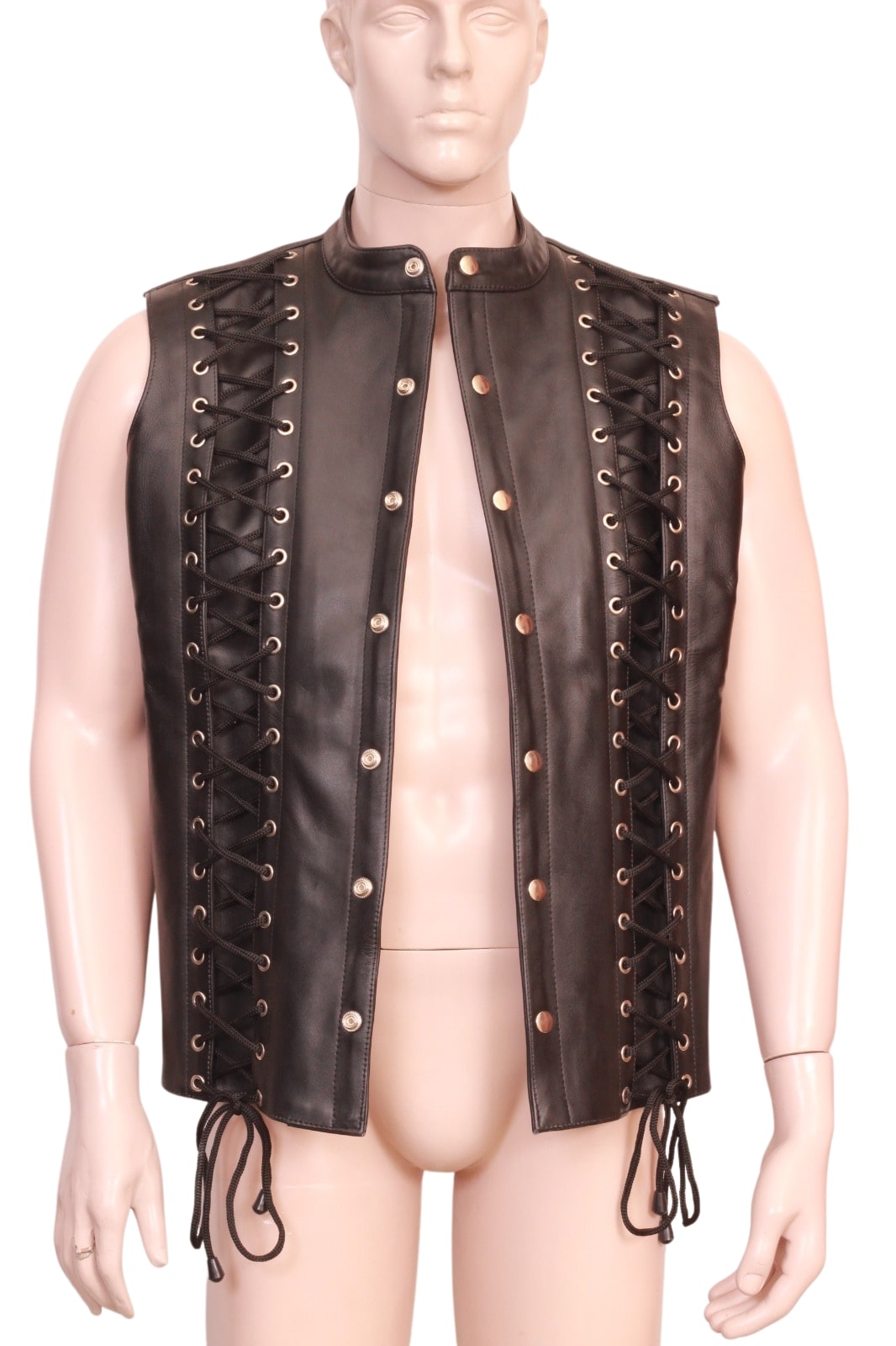 leather vest, men's leather vest, men leather vest, laced up men's leather vest, Leather Mens Top