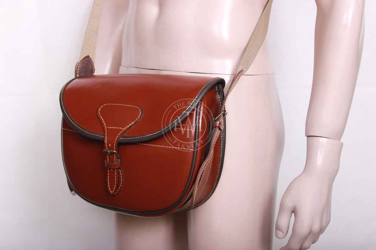 Genuine Leather Cartridge Bag with Black Piping, view 3