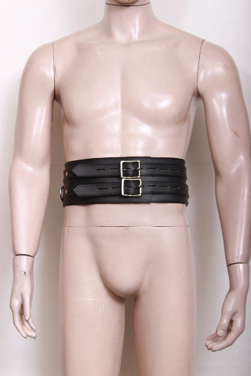 leather waist restraint belt, adjustable bondage belt, BDSM waist restraint, fetish leather belt for men, black leather bondage belt