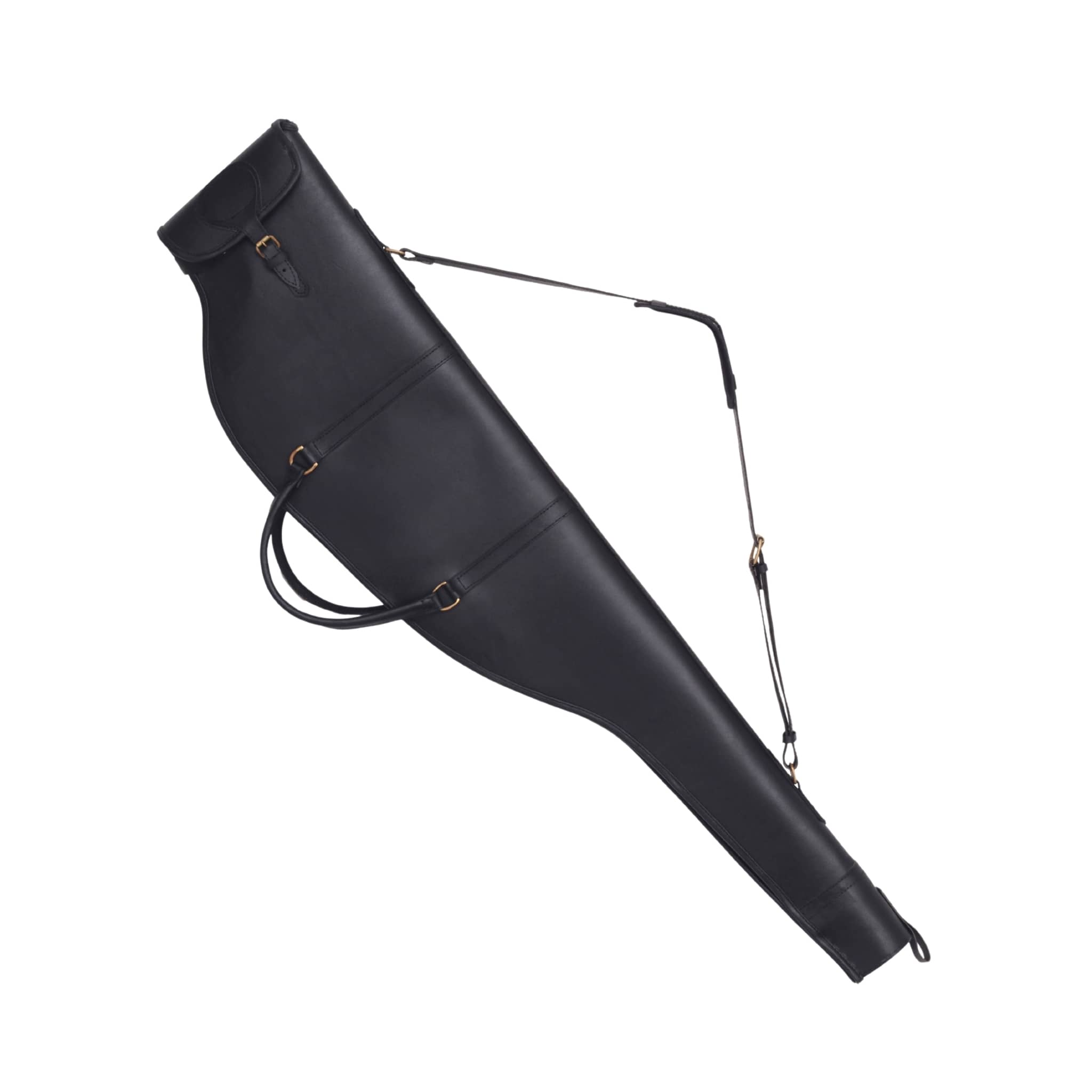 Black Leather Rifle Case, Leather Rifle Case with Flap Closure, Rifle Case with Buckle, Rifle Case with Buckle