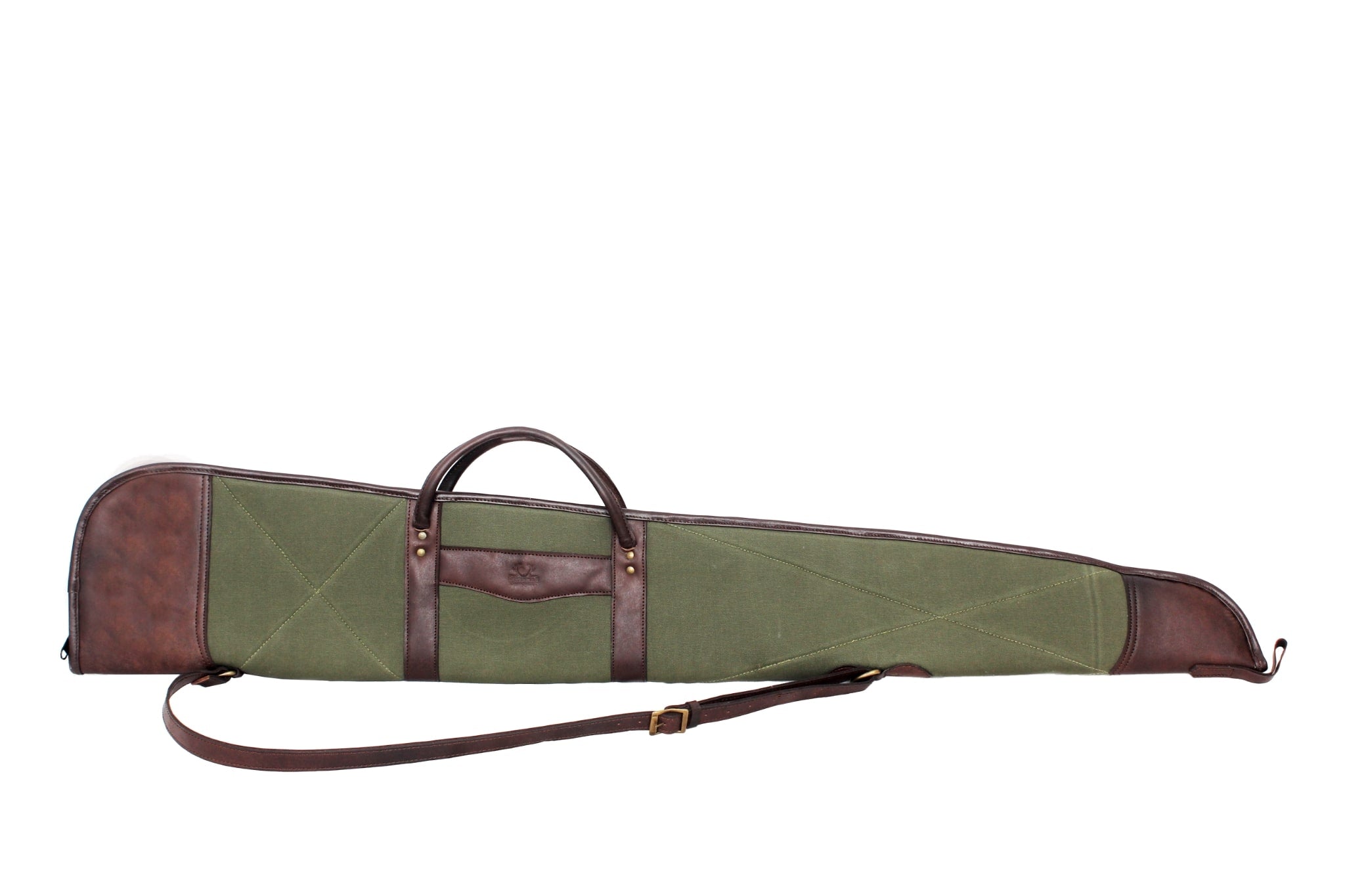 Green and Brown Waxed Canvas Leather Shotgun Case, Canvas Leather Gun Slip Case, Canvas Leather Shotgun Case
