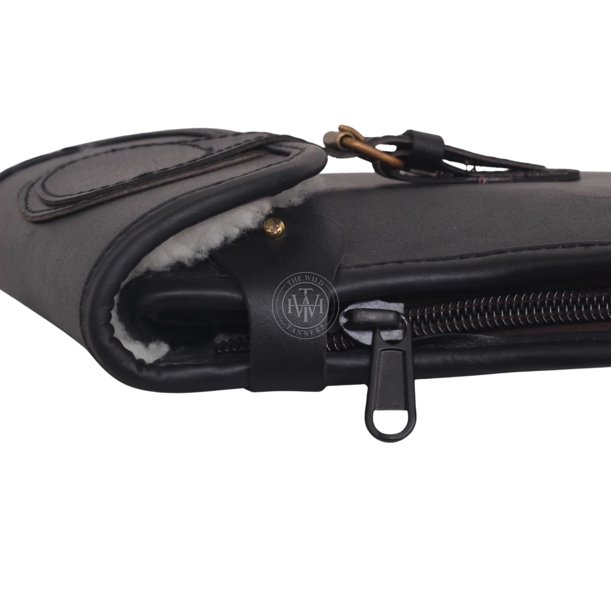 Black Leather Rifle Case, Leather Rifle Case with Flap Closure, Rifle Case with Buckle, Rifle Case with Buckle