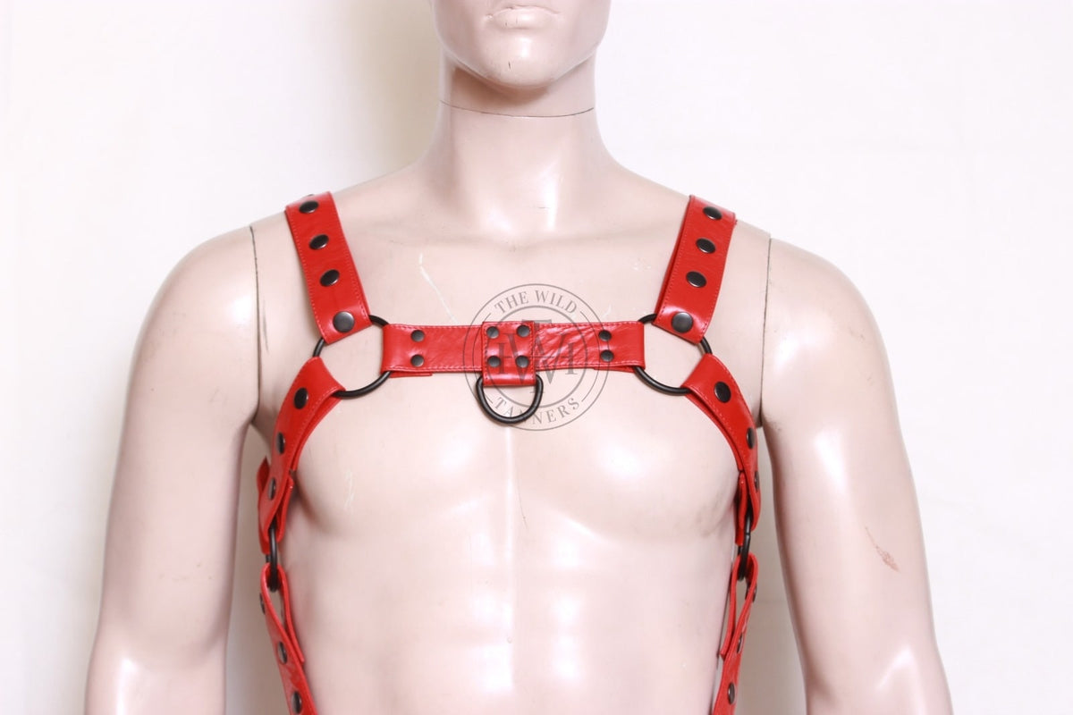 Leather bulldog harness with jockstrap and cock ring, view 10
