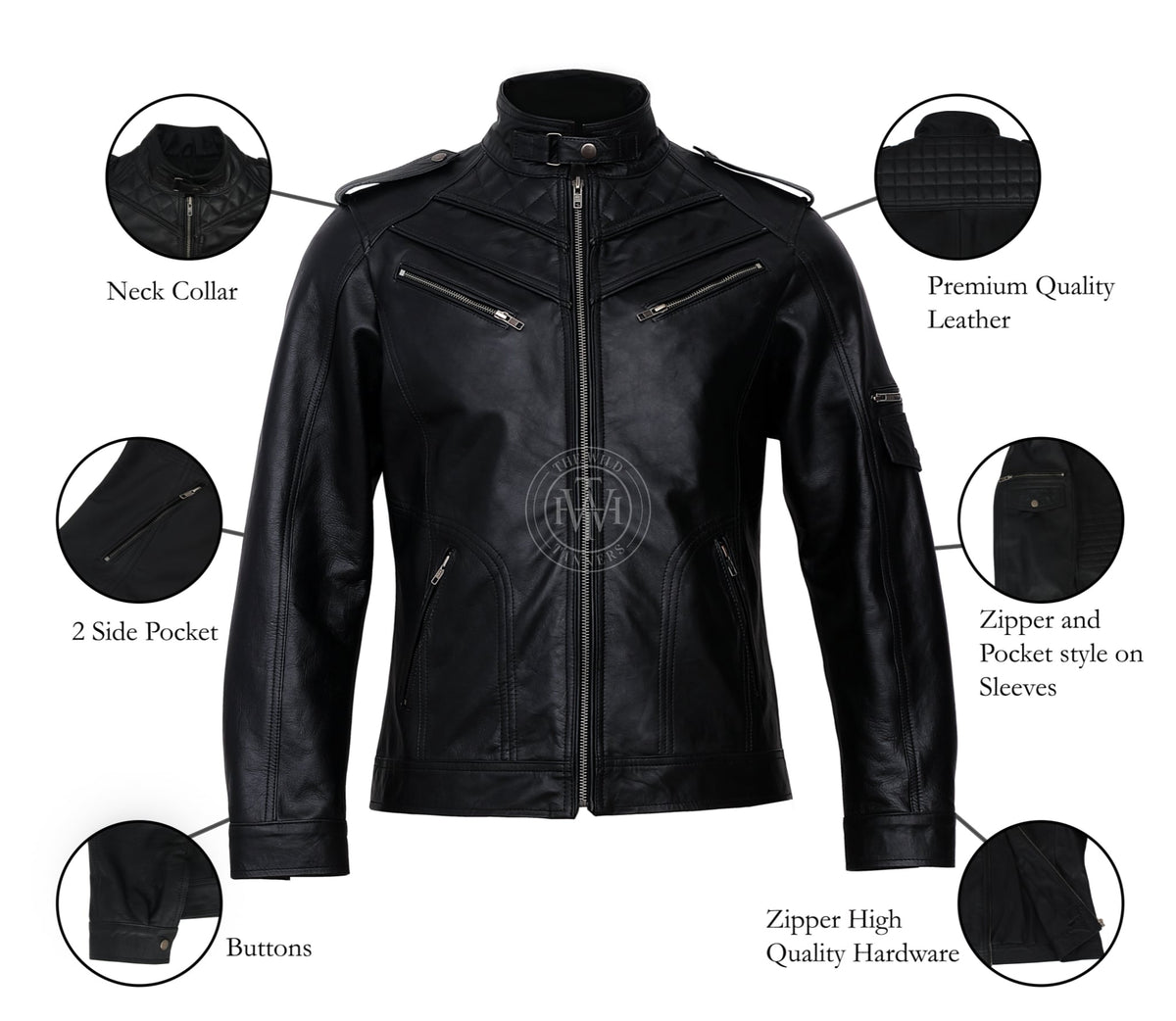 Premium Quilted Leather Jacket For Mens, view 10