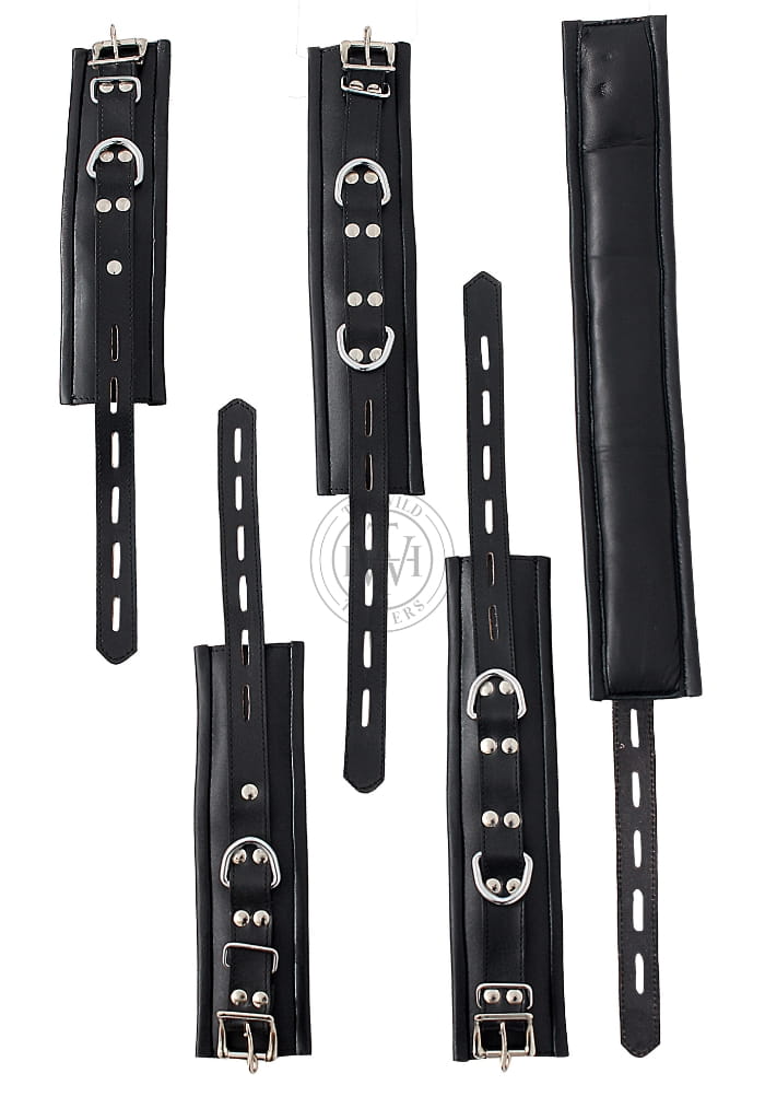 Leather bondage cuffs, BDSM cuffs, adjustable leather restraints, fetish cuffs, wrist and ankle cuffs