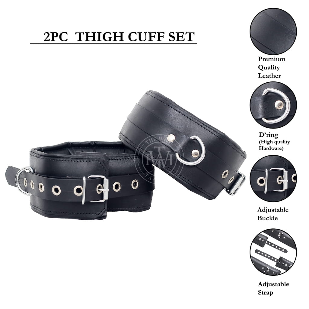 Unisex 7 Pcs Set Genuine Leather Bondage Handcuffs, view 10