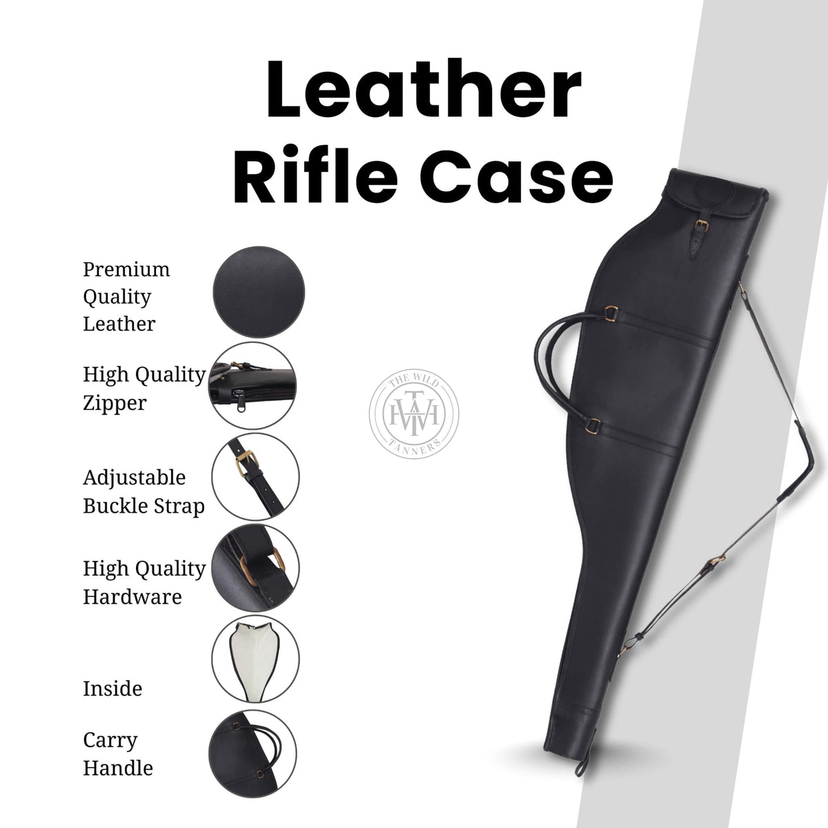 Black Leather Rifle Case For Firearm Protection, view 11