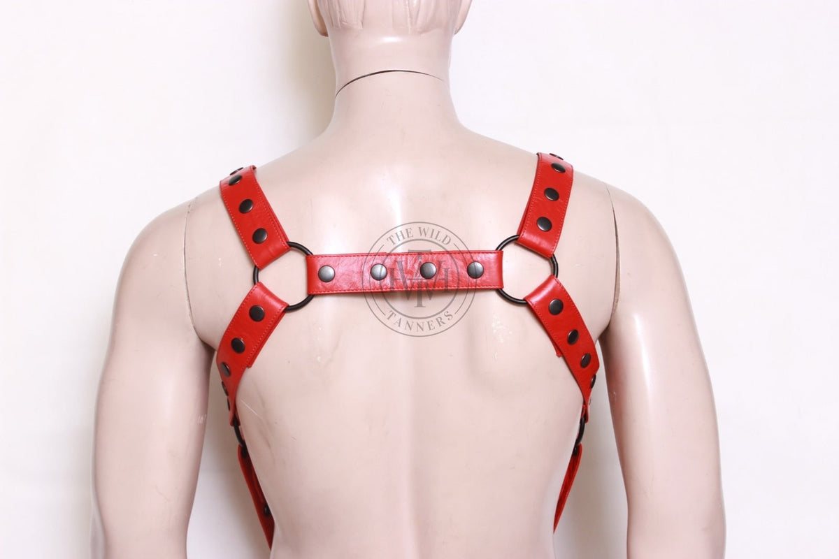 Leather bulldog harness with jockstrap and cock ring, view 11