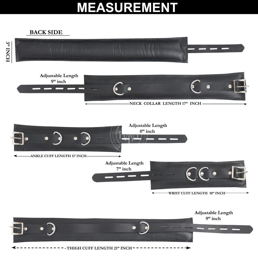 Premium Black Leather Bondage Handcuffs Set, view 13