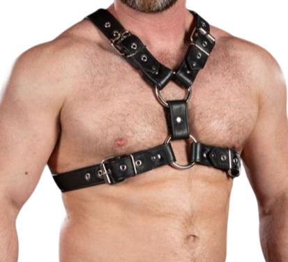 leather bondage harness heavy duty o ring chest strap
