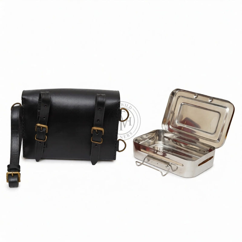 sandwich tin, sandwich tin with leather case