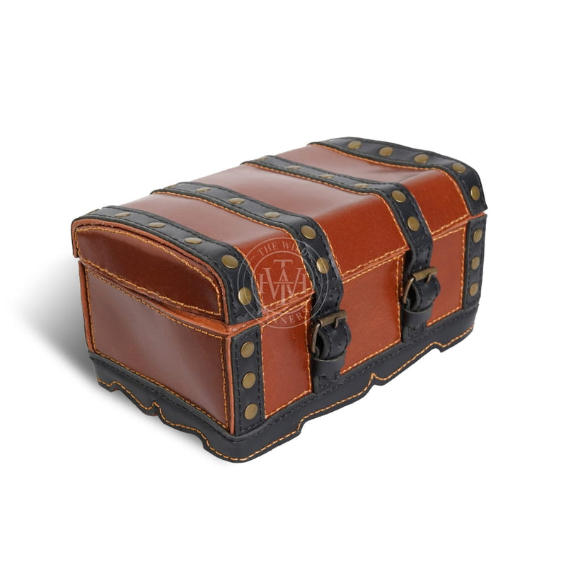 decorative leather chest box, treasure box, leather box, leather treasure box
