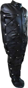 handmade leather sleepsack, bondage sleepsack, BDSM full body restraint, padded leather sleepsack, adjustable bondage sack