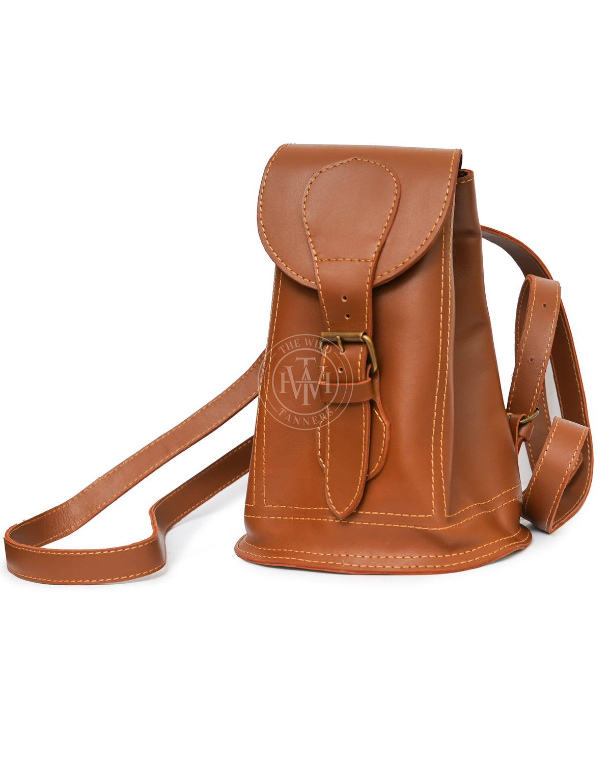 Handmade Leather Magda Backpack with Flap Closure, view 4