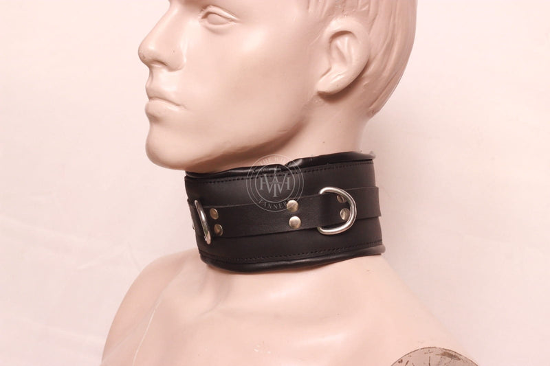 BDSM slave collar, leather bondage collar, adjustable leather collar, BDSM neck restraint