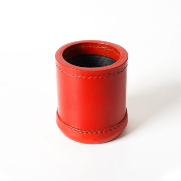 Ribbed Leather Dice Cup - Red