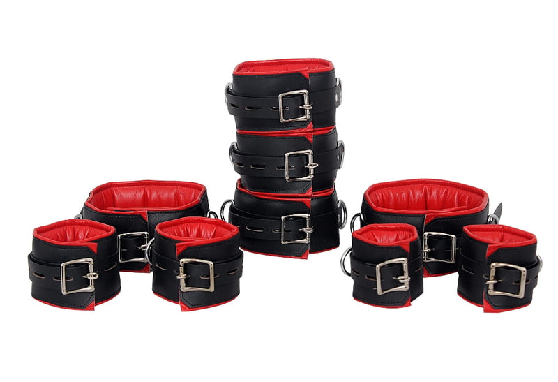 premium leather cuffs, bondage handcuffs, restraint gear, adjustable cuffs