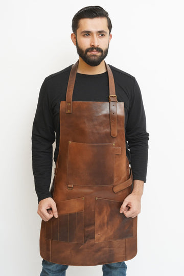 Genuine Mens Leather Apron with Pockets