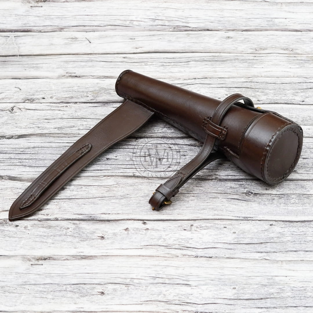 Brown Saddle Leather Hunting Flasks Case, view 2