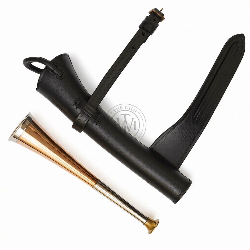 Copper Hunting Horn With Leather Saddle Attach Case, view 5
