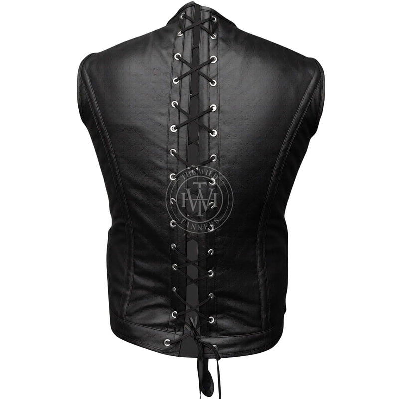 leather vest, gay leather vest, leather vest bdsm, bondage leather vest