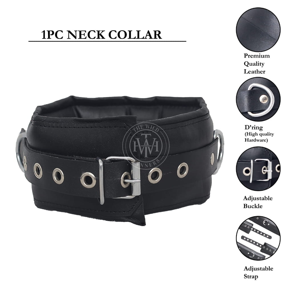Unisex 7 Pcs Set Genuine Leather Bondage Handcuffs, view 7