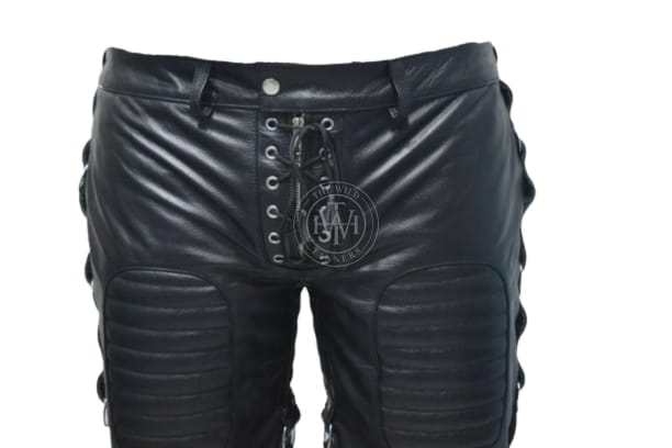 Men's Quilted Leather Shorts with Multiple D-rings, view 3