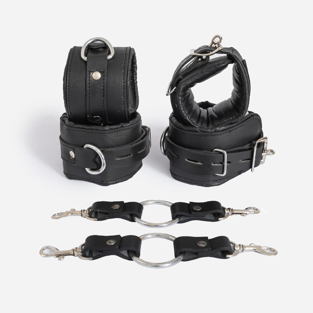 leather handcuffs, wrist ankle cuffs, BDSM restraints, adjustable leather cuffs