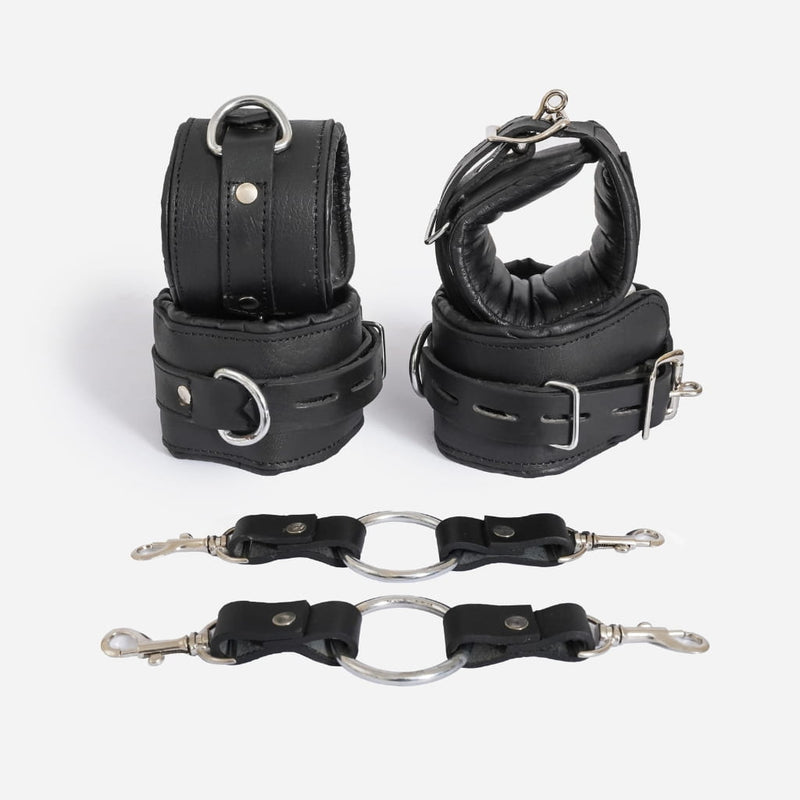 leather handcuffs, wrist ankle cuffs, BDSM restraints, adjustable leather cuffs