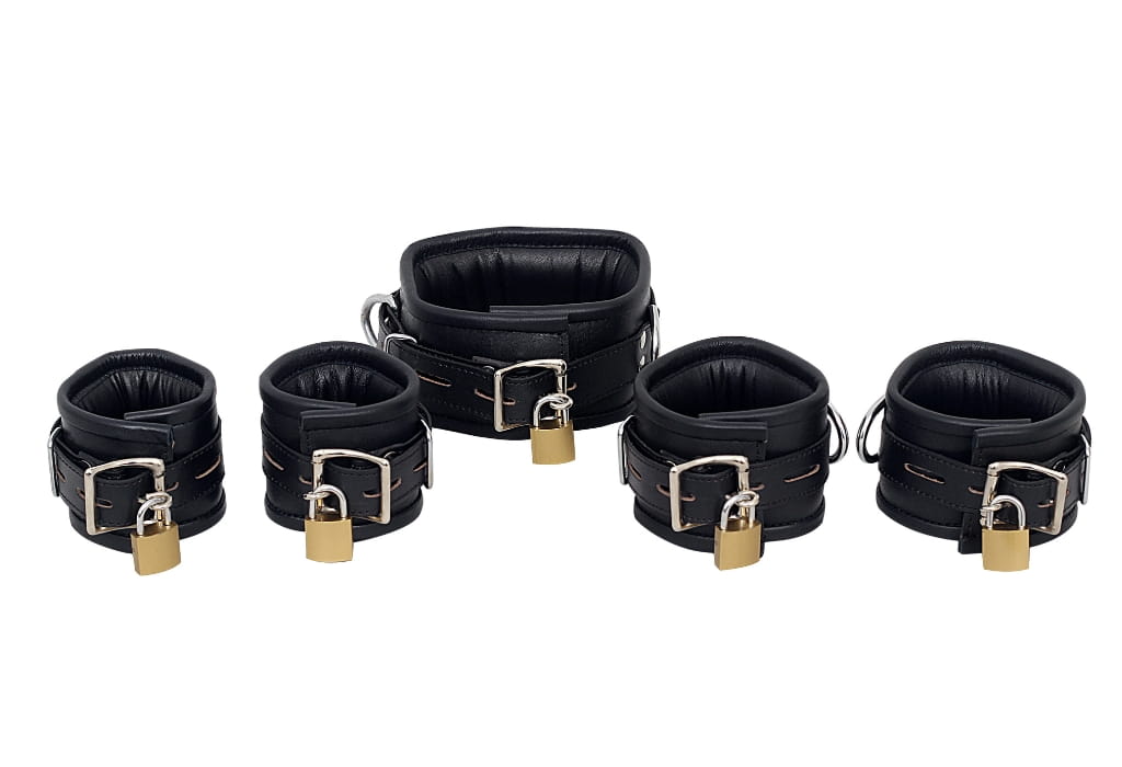 Leather bondage cuffs, BDSM cuffs, adjustable leather restraints, fetish cuffs, wrist and ankle cuffs