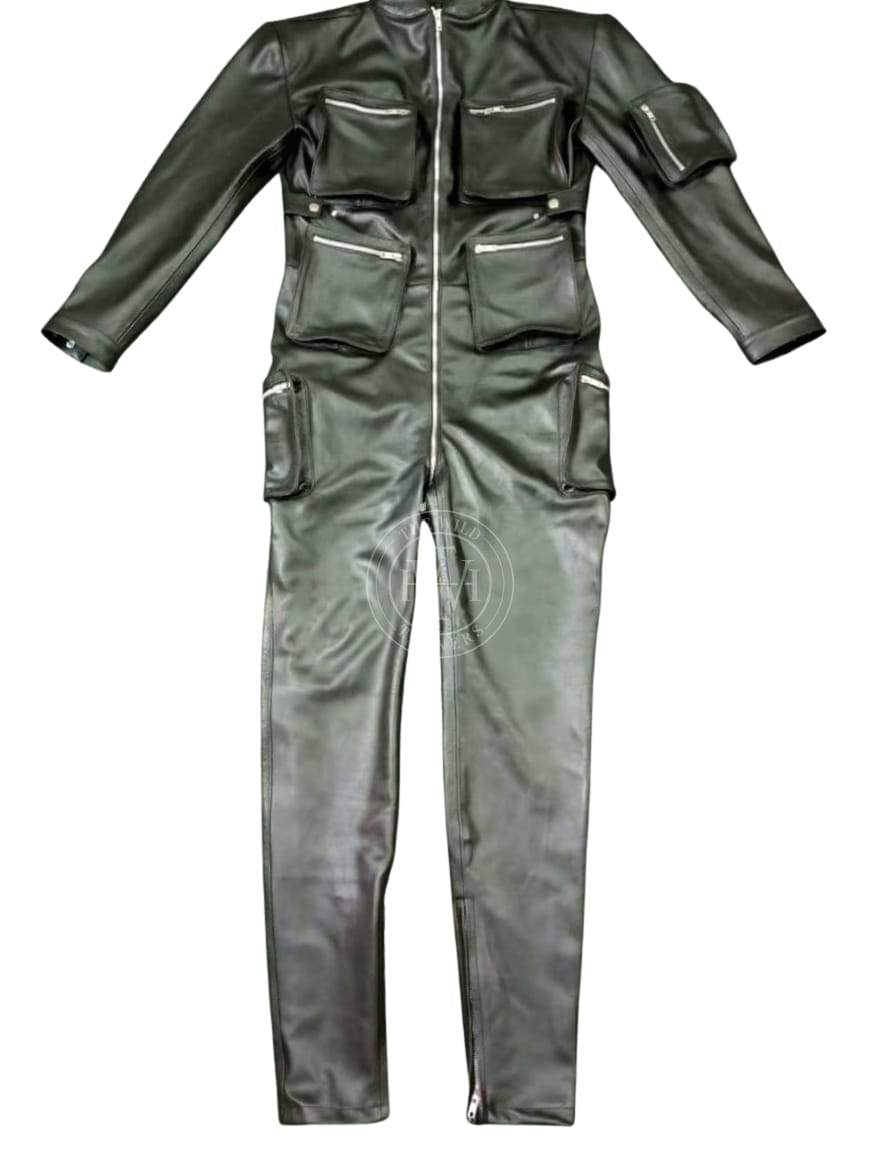Classic Mens Leather Jumpsuit, view 3