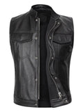leather vest, gay leather vest, leather vest bdsm, bondage leather vest, Leather Biker Waistcoat