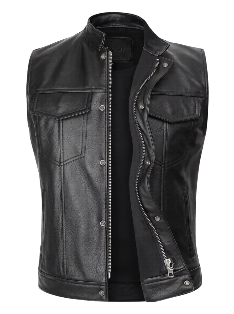 leather vest, gay leather vest, leather vest bdsm, bondage leather vest, Leather Biker Waistcoat