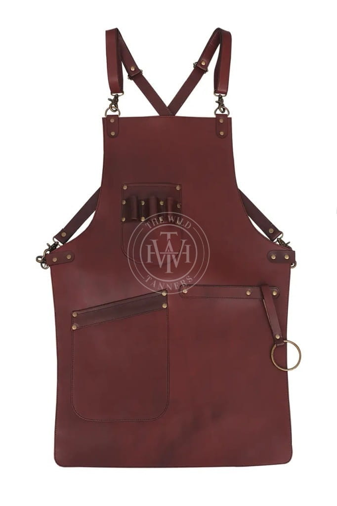 Men's Brown Genuine Leather Woodworking Apron