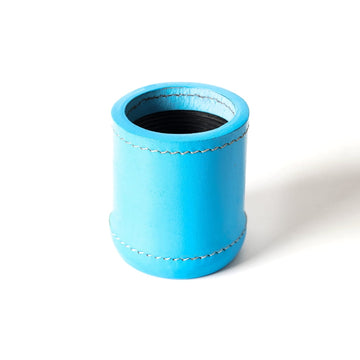 Blue Leather Ribbed Dice Cup