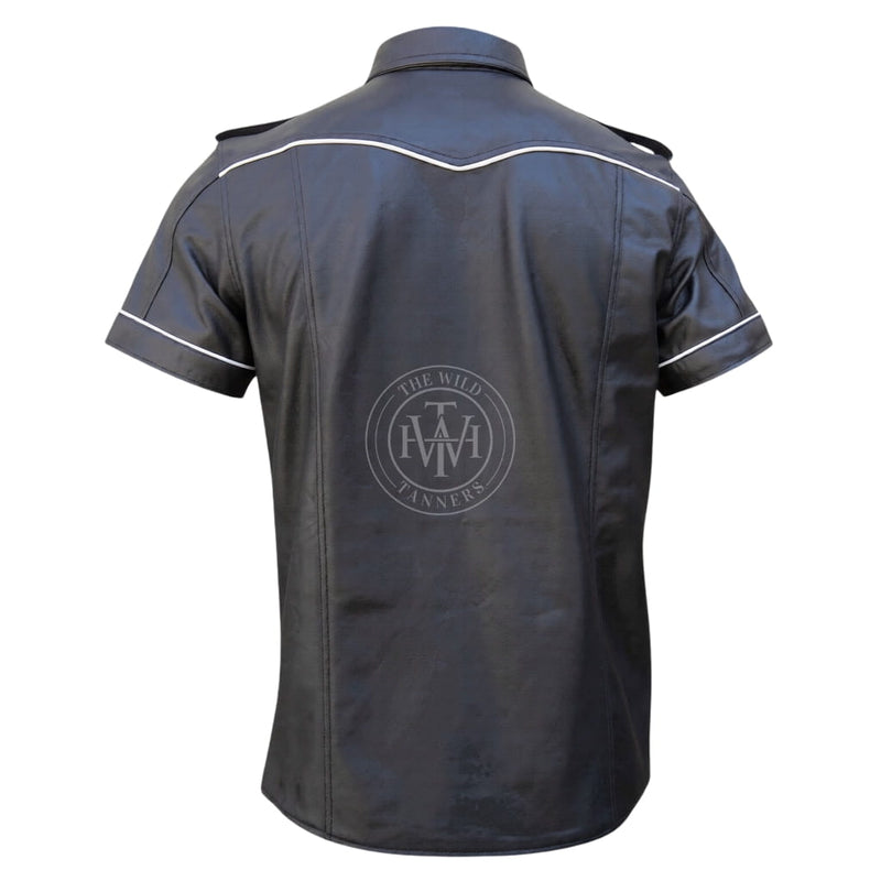 leather shirt, gay leather shirt, leather shirt  bdsm, bondage leather shirt, Short Sleeve Shirt