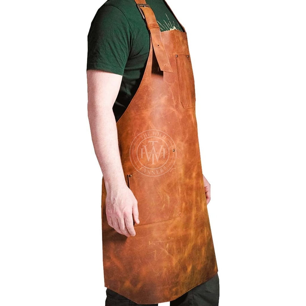Men's Genuine Brown Leather Wood Working Apron