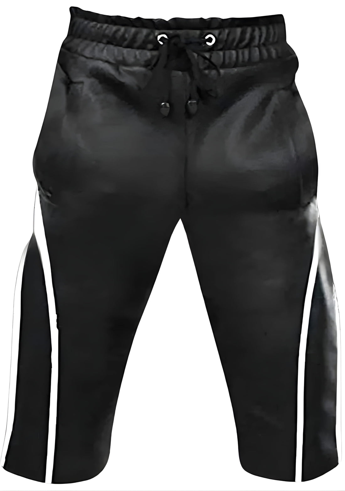 Black Leather Shorts with White Stripes