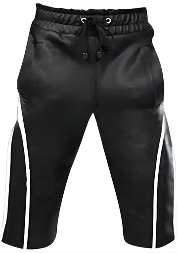 Black Leather Shorts with White Stripes
