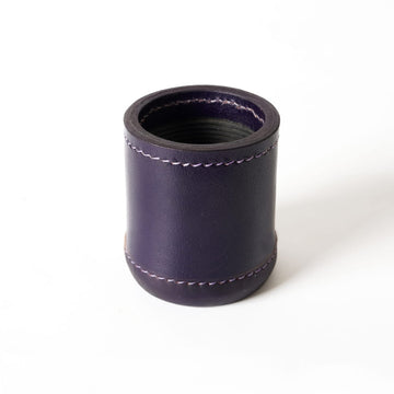 Ribbed Leather Backgammon Dice Cup Purple
