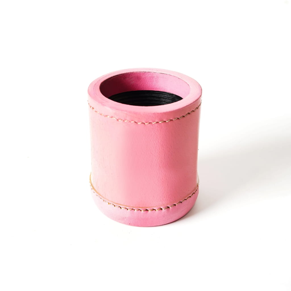 Ribbed Leather Liar's Dice Cup-Pink